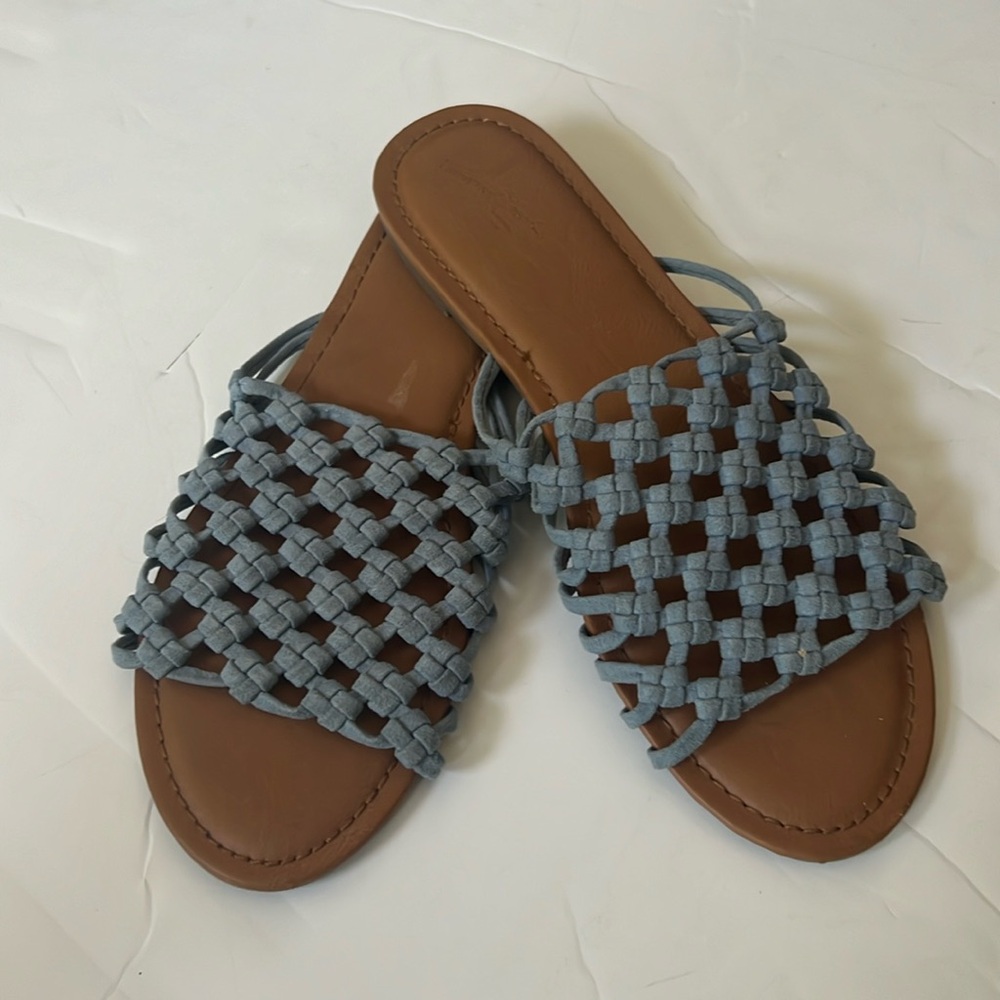 Universal Thread Goods Light Blue Macrame Slides